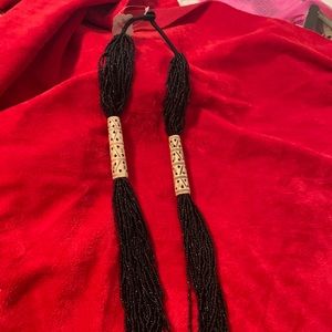 Boho bold black beaded necklace